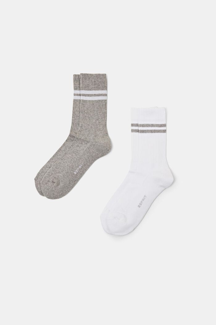 2-Pack Tennis Striped Socks, GREY/WHITE, detail image number 0