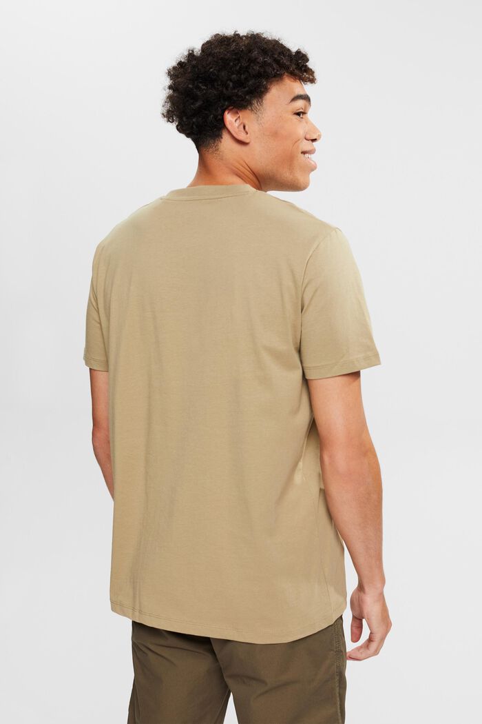 Jersey T-shirt with an embroidered logo, PALE KHAKI, detail image number 3