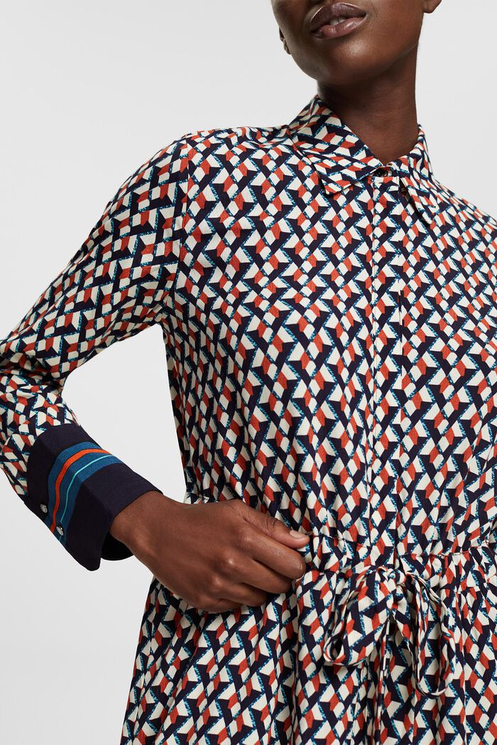 Patterned shirt dress, LENZING™ ECOVERO™, NAVY, detail image number 2
