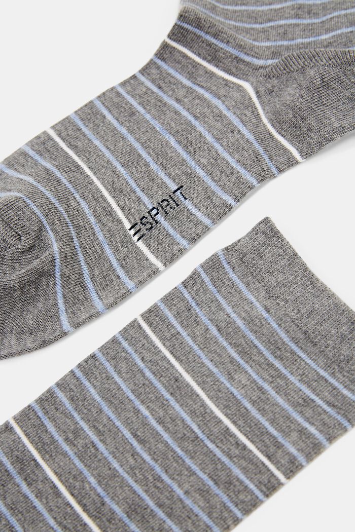 2-pack of striped socks, organic cotton, LIGHT GREY MELANGE, detail image number 1