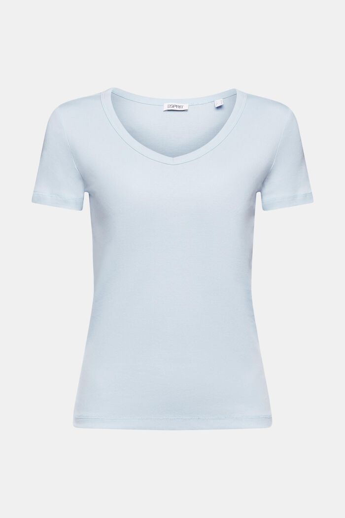 V-Neck Cotton T-Shirt, LIGHT BLUE, detail image number 5