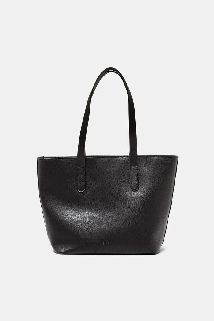 Faux Leather Shoulder Bag, BLACK, detail image number 0