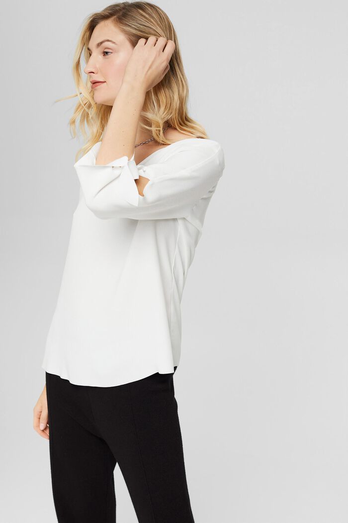 Stretch blouse with open edges, OFF WHITE, detail image number 0