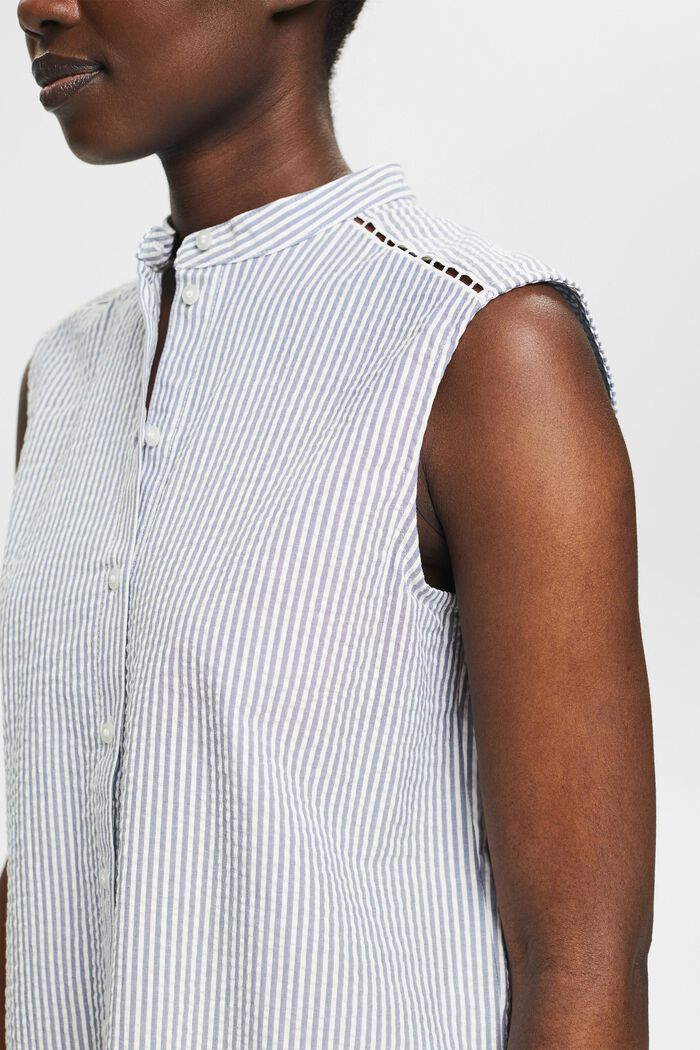 Short sleeve blouse with vertical stripes, WHITE, detail image number 2