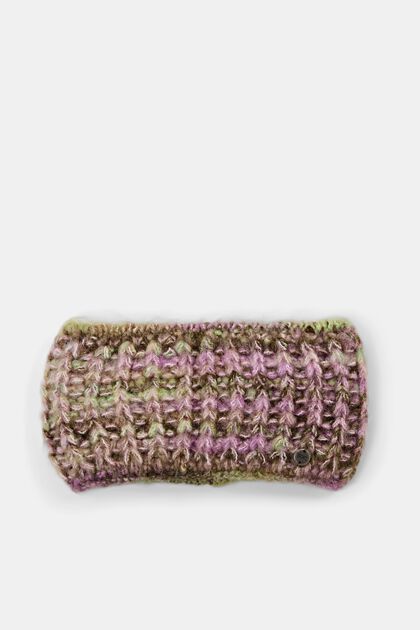Multi-coloured knitted headband with wool