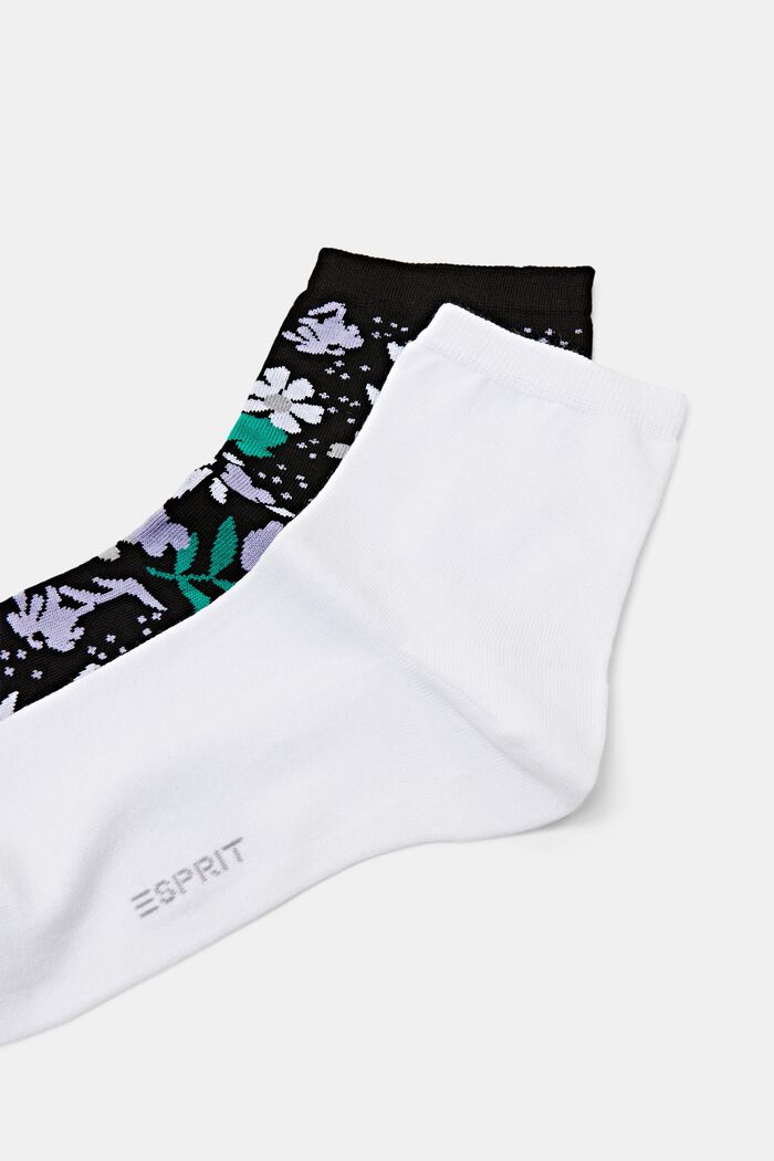 Printed Crew Socks, BLACK/WHITE, detail image number 2