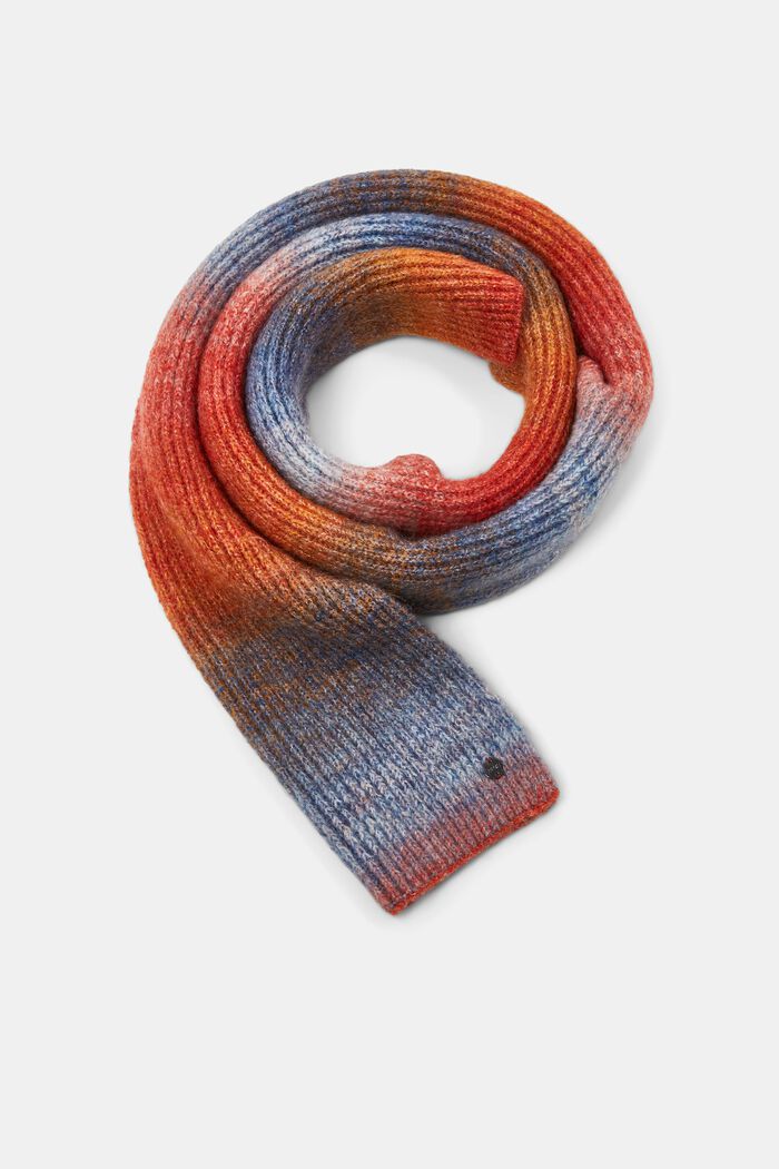 Multi-coloured knitted scarf with wool, GOLDEN ORANGE, detail image number 0