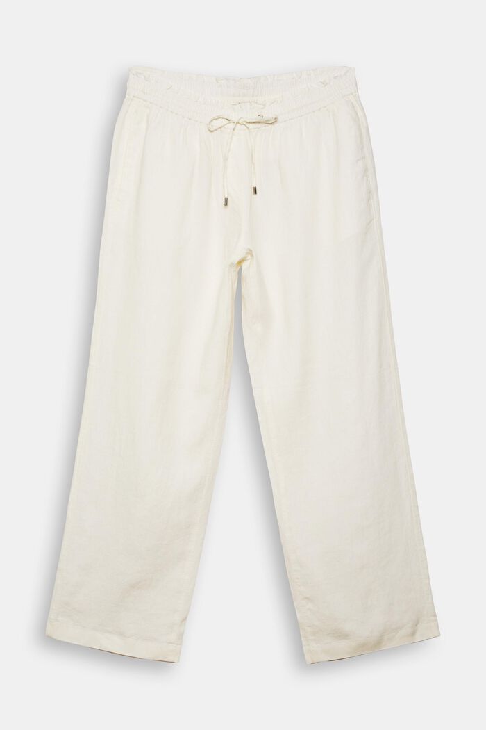 CURVY linen trousers with a wide leg, OFF WHITE, detail image number 0