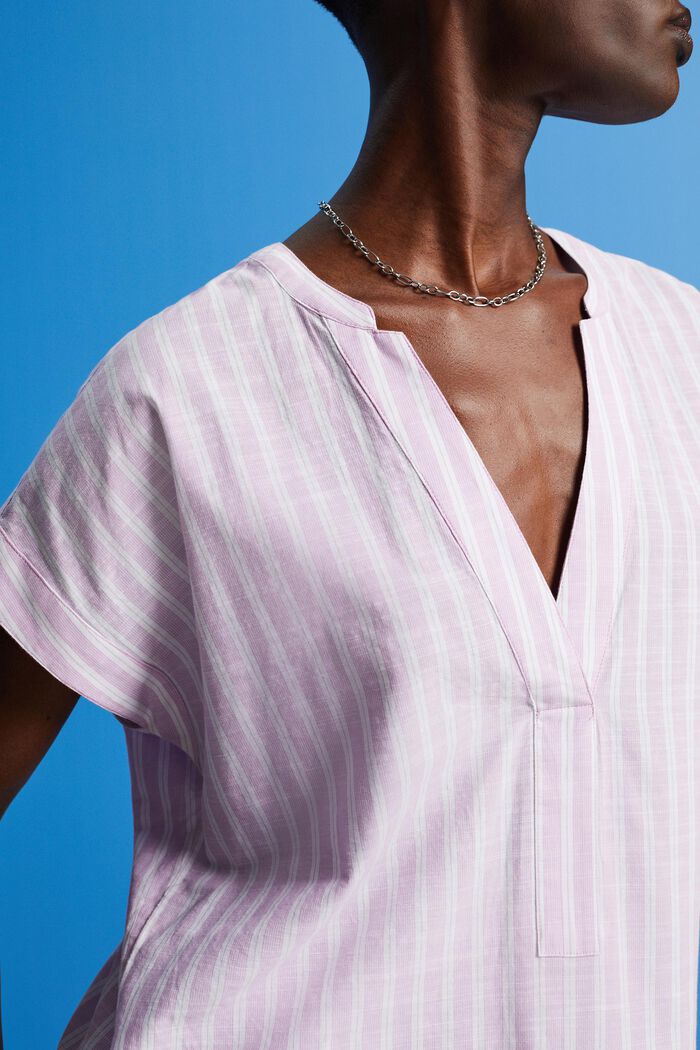 Striped cotton blouse, LILAC, detail image number 2