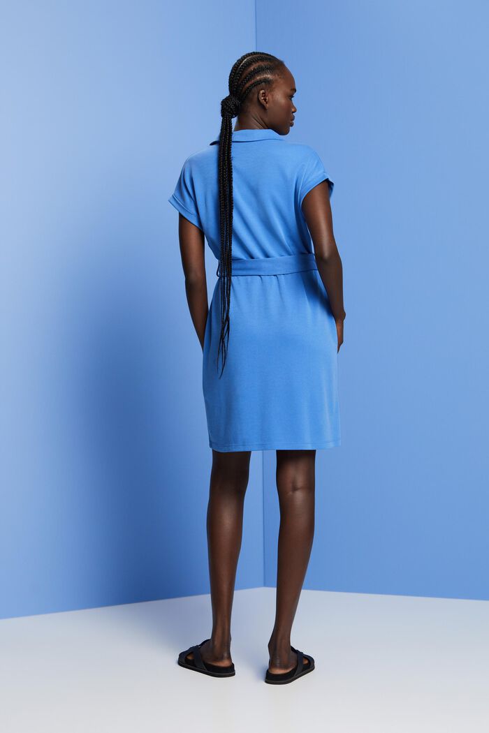 Knitted dress with a tie belt, TENCEL™, BRIGHT BLUE, detail image number 3
