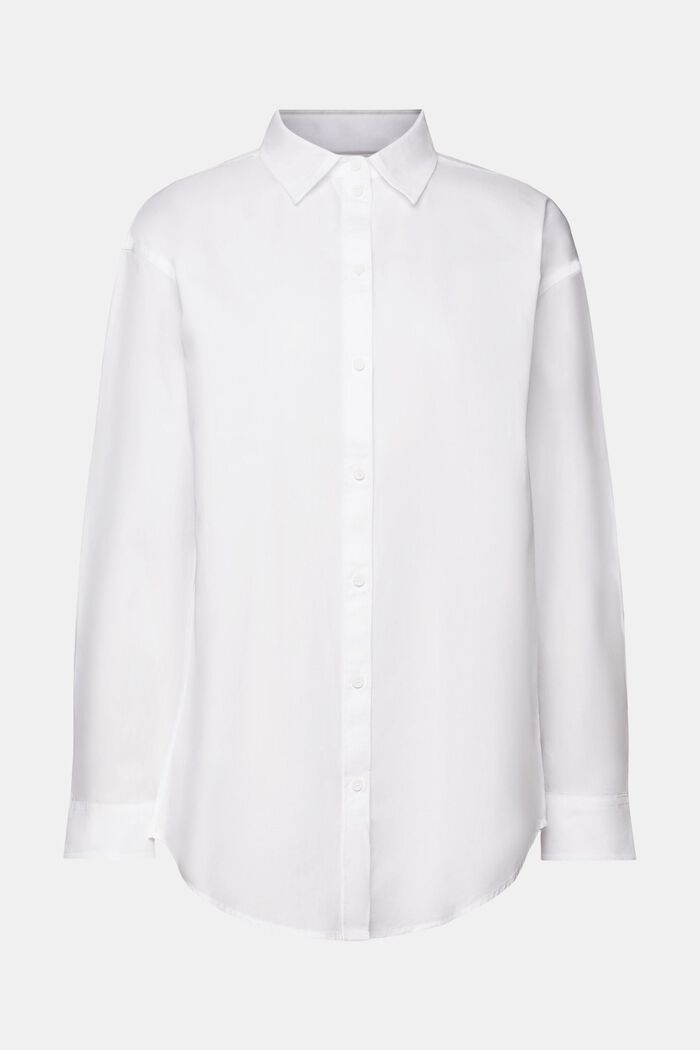 Poplin shirt blouse, 100% cotton, WHITE, detail image number 6