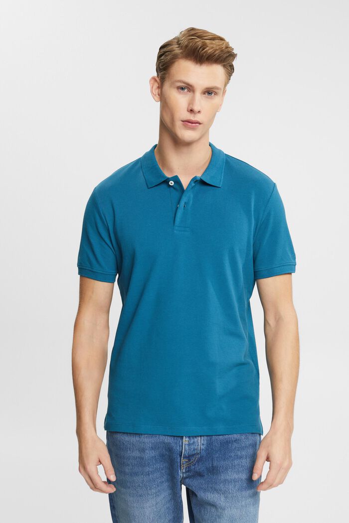 Slim fit polo shirt, PETROL BLUE, detail image number 0
