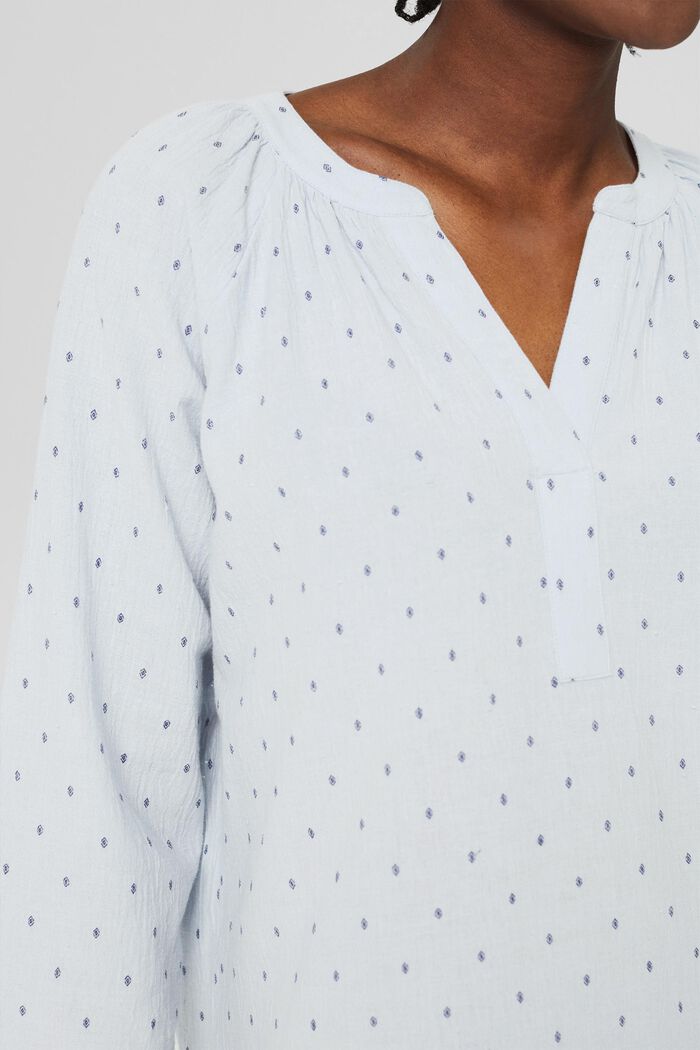 Patterned blouse with a cup-shaped neckline, LIGHT BLUE, detail image number 2