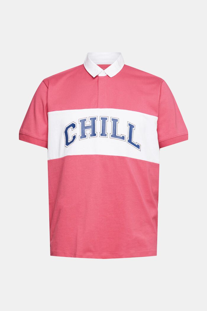 Jersey polo shirt with a print, DARK PINK, detail image number 5