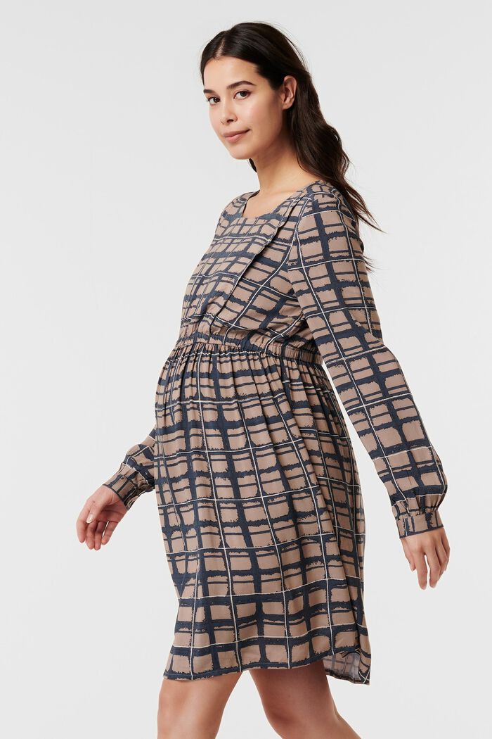 Patterned midi dress with nursing function, TAUPE GREY, detail image number 4