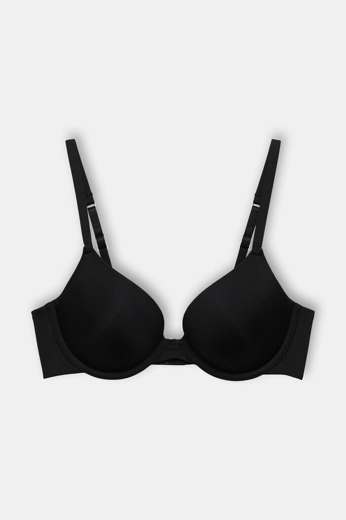 Made of recycled material: push-up microfibre bra, BLACK, overview