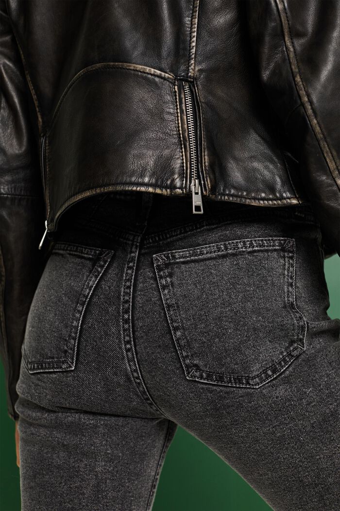 Leather Biker Jacket, BLACK, detail image number 5