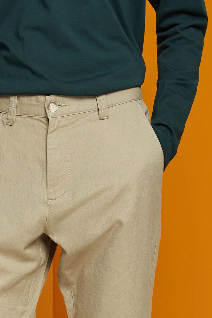 Cotton and linen blended trousers, LIGHT GREEN, detail image number 1