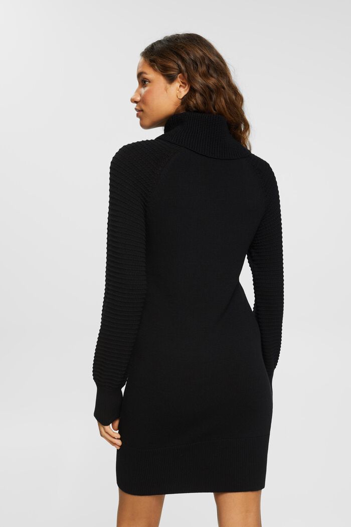 Polo-neck knitted dress, BLACK, detail image number 3