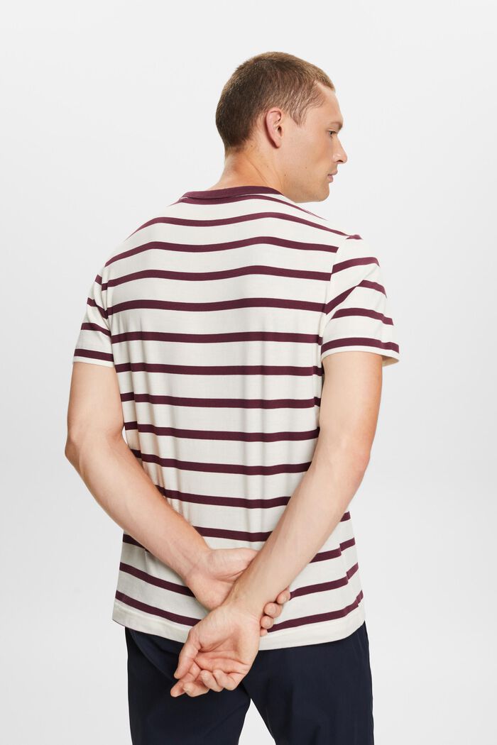 Striped Cotton Jersey T-Shirt, AUBERGINE, detail image number 3