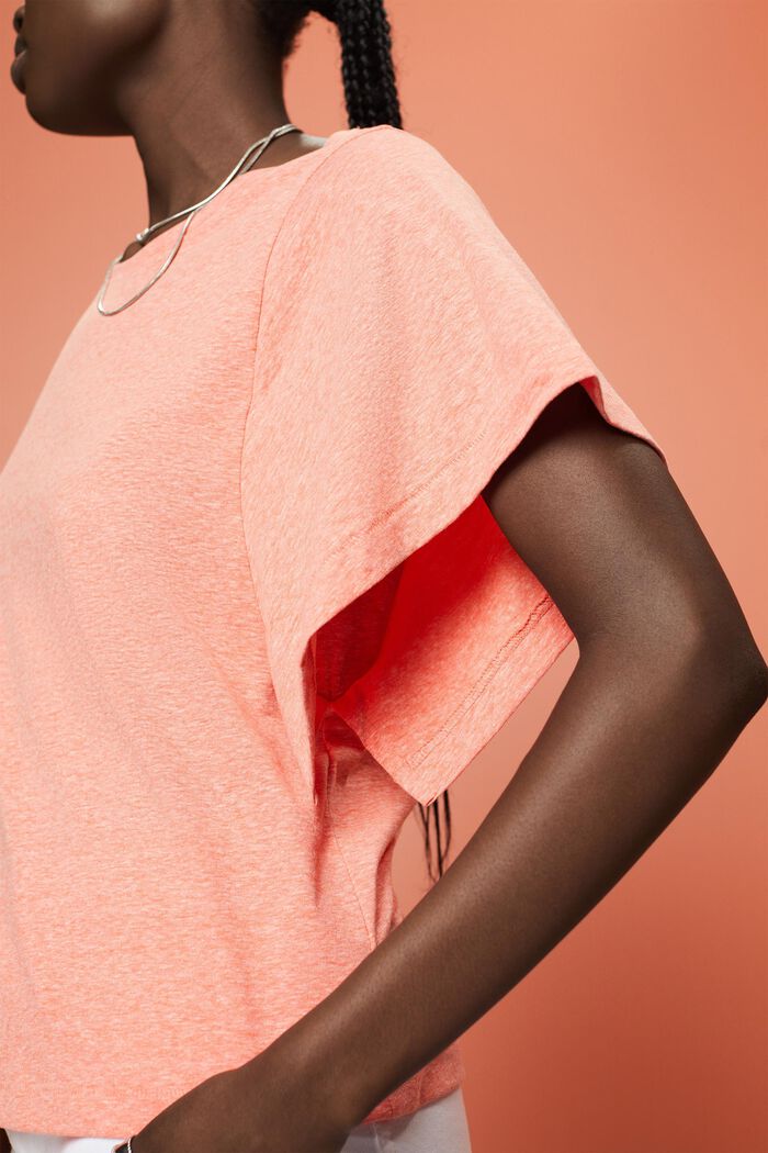 Recycled: t-shirt with big sleeves, CORAL ORANGE, detail image number 2