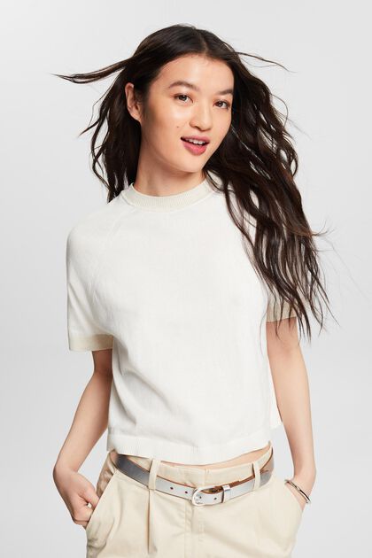 Two-Tone Short-Sleeve Sweater