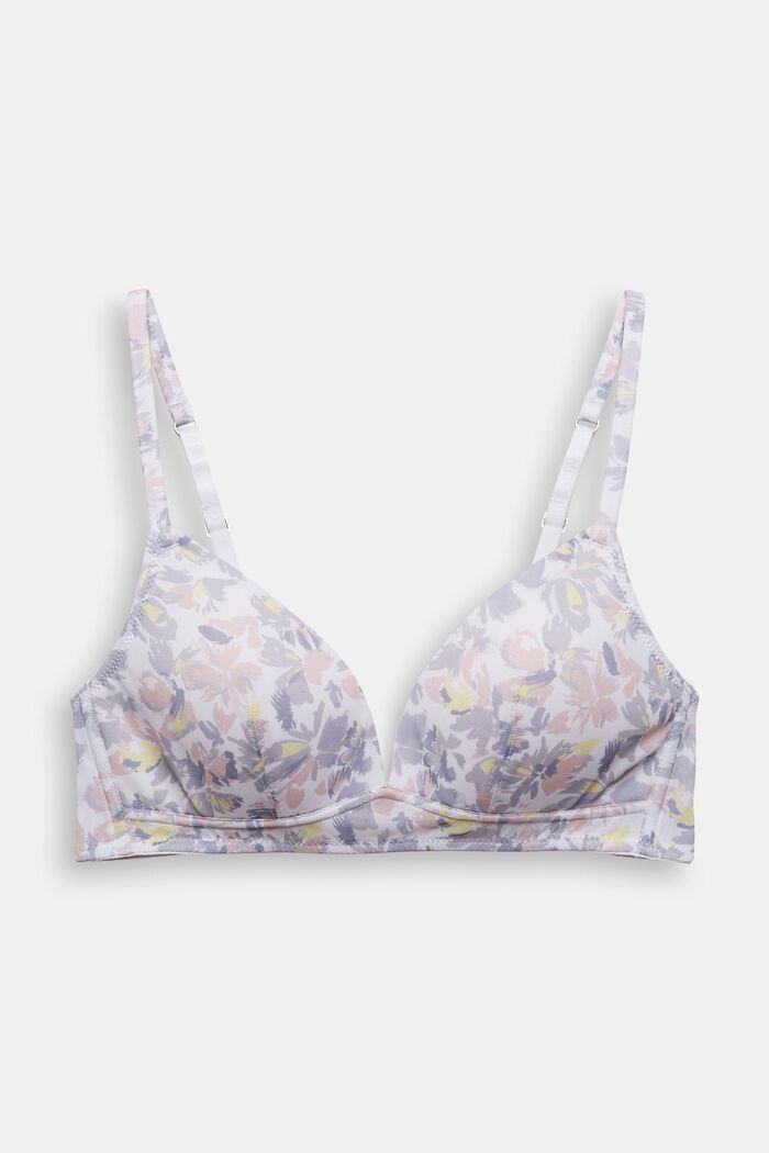 Made of recycled material: padded bra with a floral pattern