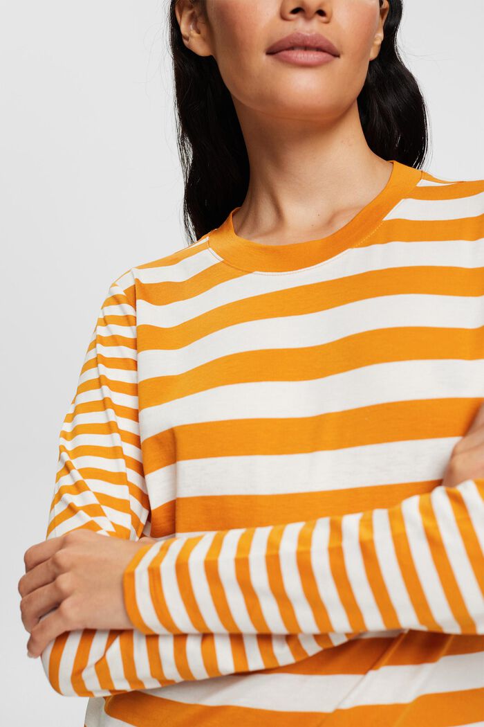 Striped long-sleeved top, HONEY YELLOW, detail image number 0