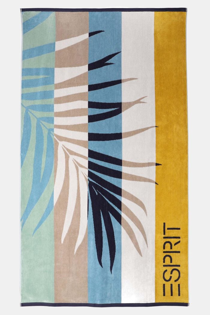 Striped towel with palm leaf, MOCCA, overview