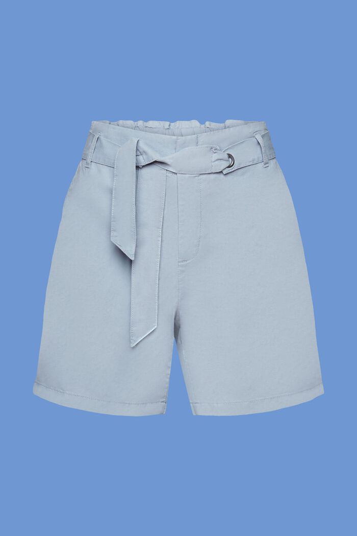 Shorts with a tie belt, cotton-linen blend, LIGHT BLUE LAVENDER, detail image number 6
