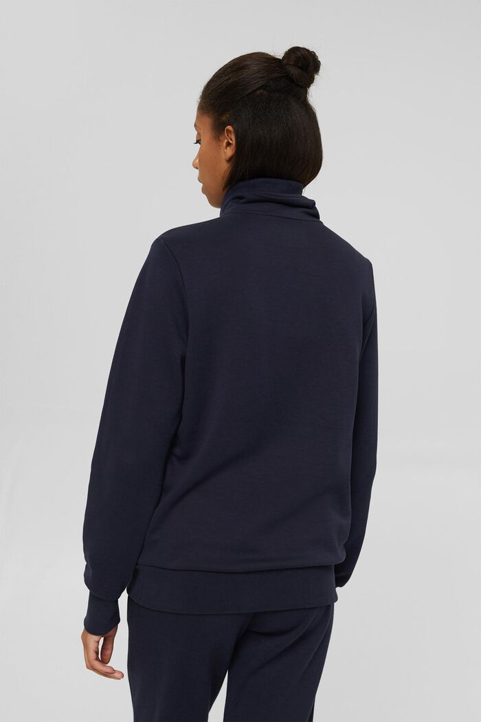 Zipper sweatshirt, cotton blend, NAVY, detail image number 3