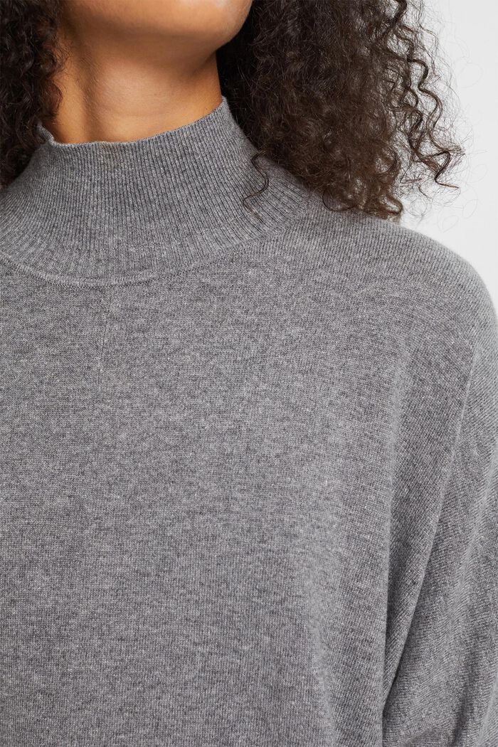 Wool blend mock neck sweater, LENZING™ ECOVERO™, MEDIUM GREY, detail image number 3