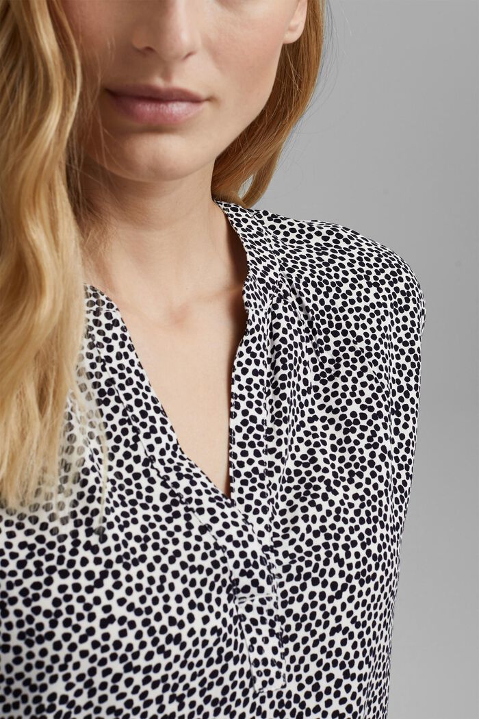 Patterned blouse, LENZING™ ECOVERO™, NAVY BLUE, detail image number 2