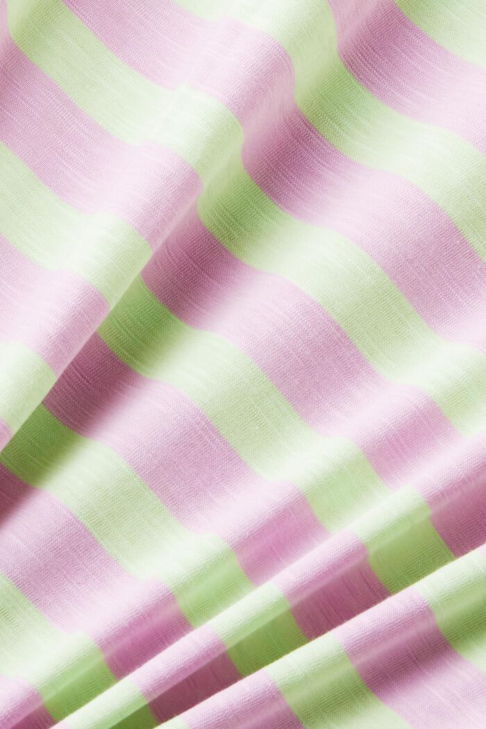 Striped v-neck cotton t-shirt, CITRUS GREEN, detail image number 6
