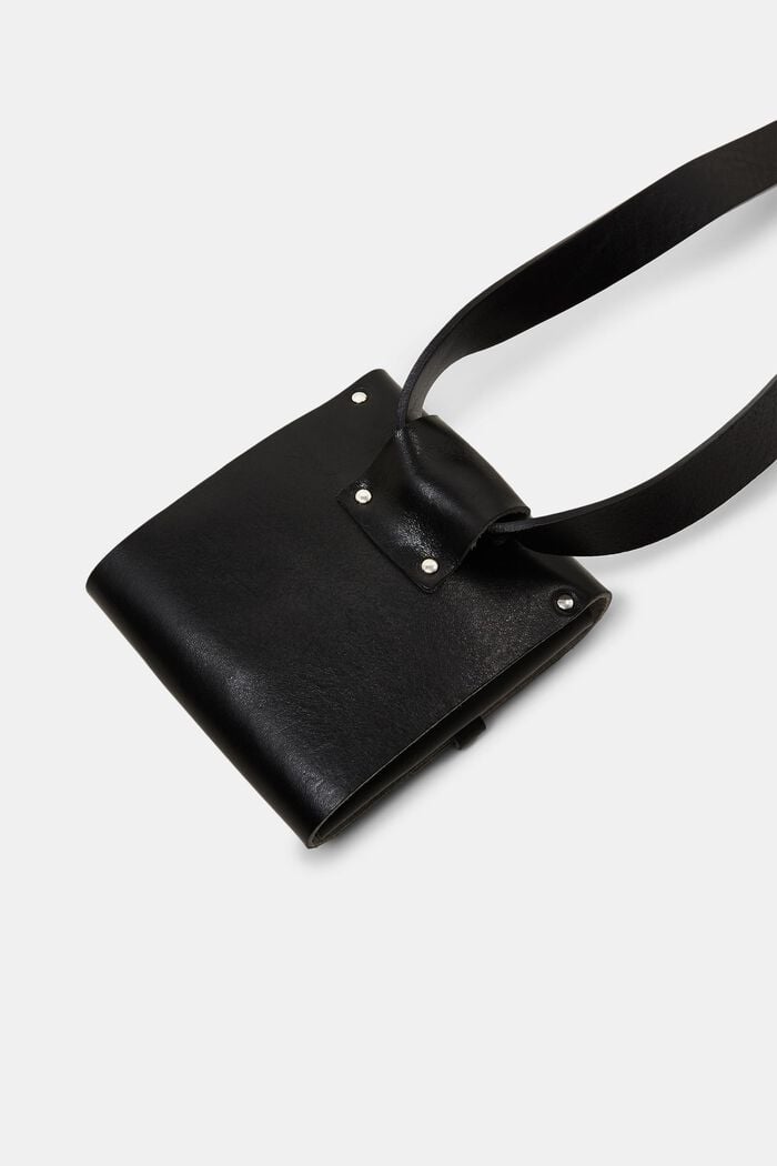Genuine leather belt bag, BLACK, detail image number 2