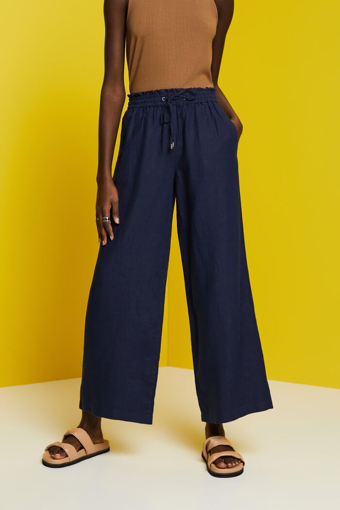 Wide fit linen trousers, NAVY, detail image number 0
