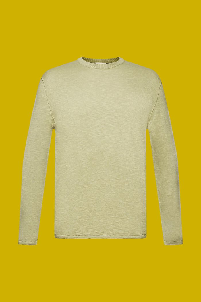 Crewneck jumper, cotton-linen blend, LIGHT GREEN, detail image number 5