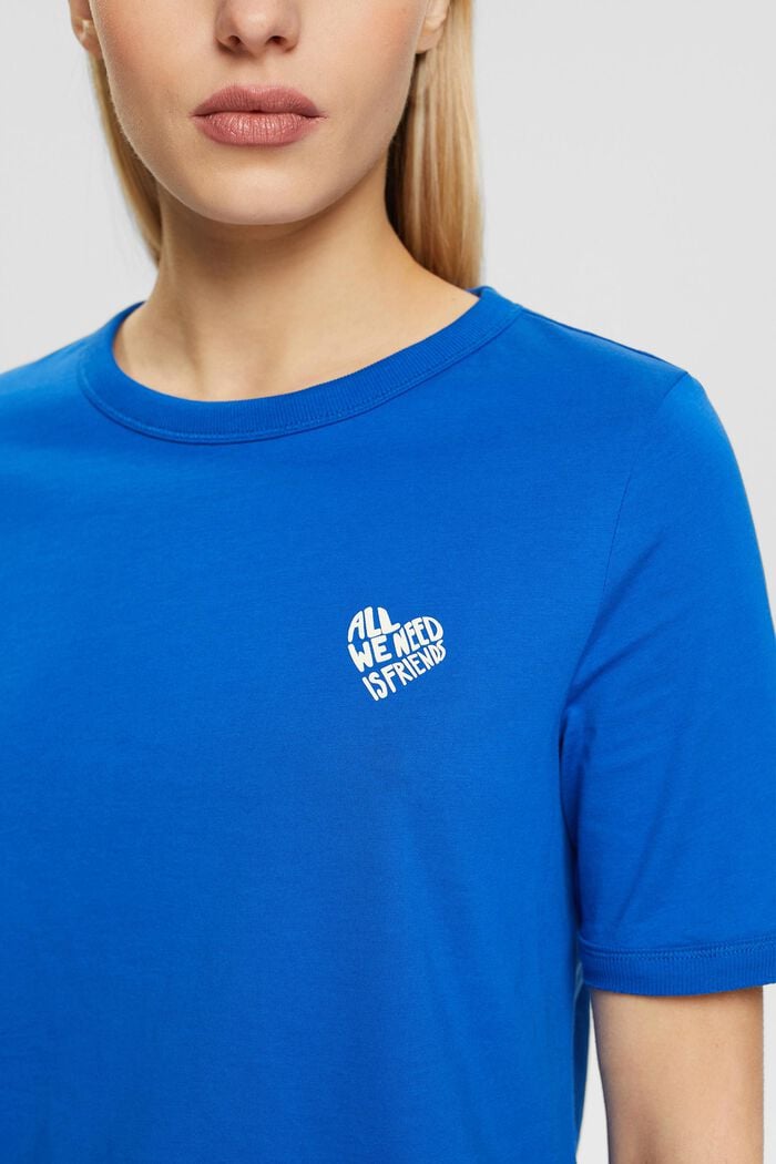 Cotton t-shirt with heart-shaped logo, BLUE, detail image number 2
