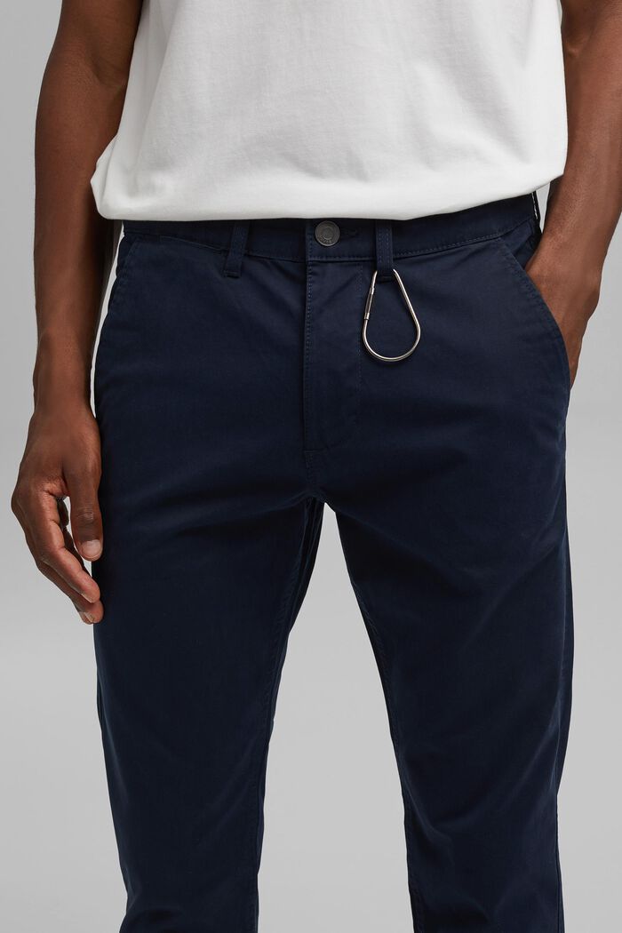 Chinos made of organic cotton with a keyring, NAVY, detail image number 2