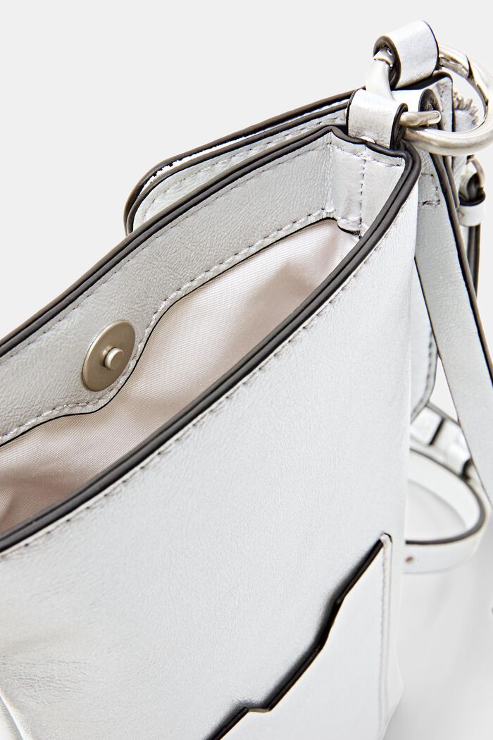 Faux Leather Crossbody Phone Pouch, SILVER, detail image number 3
