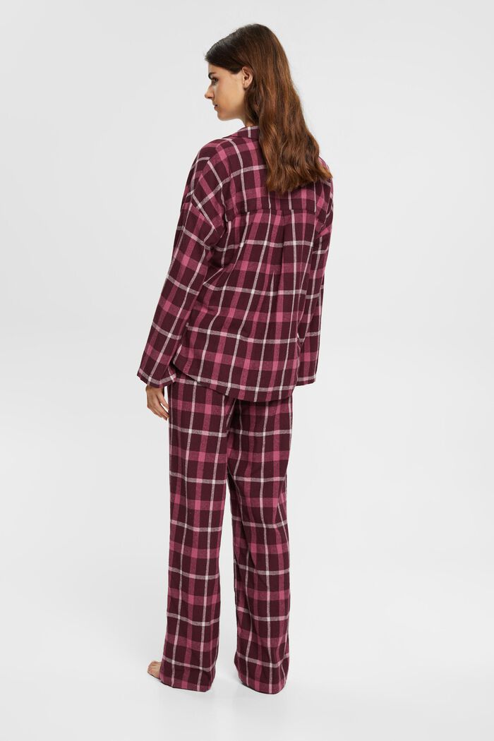 Checked flannel pyjama set, BORDEAUX RED, detail image number 3