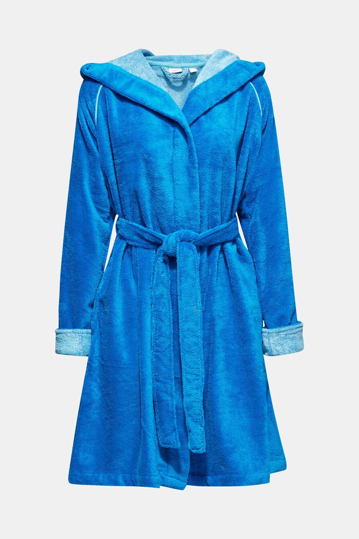 Terry cloth bathrobe with hood, TURQUOISE, detail image number 0