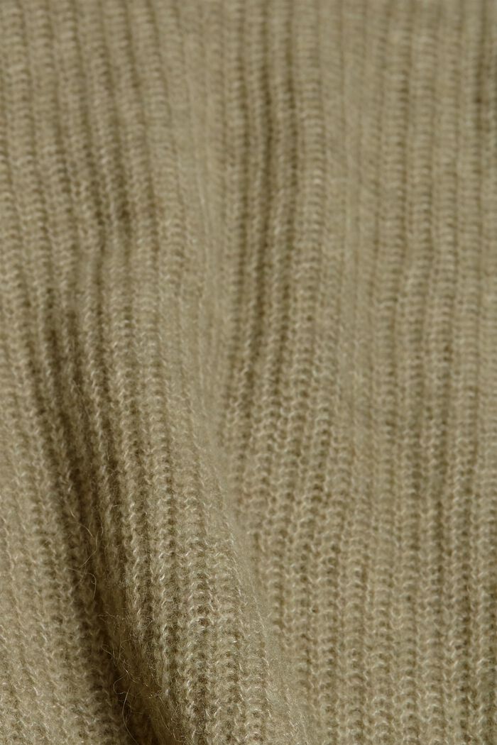Wool/alpaca blend: Ribbed knit cardigan, LIGHT KHAKI, detail image number 1
