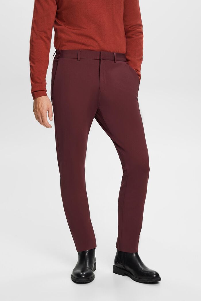 Piqué jersey suit trousers, BORDEAUX RED, detail image number 0