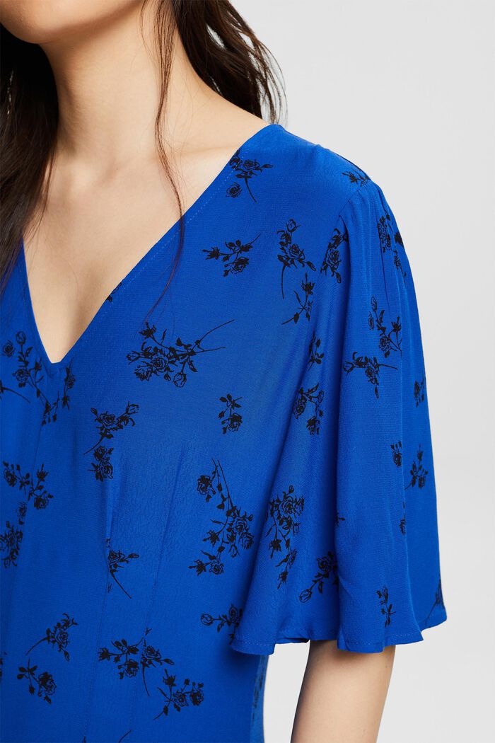Print V-Neck Midi Dress, BRIGHT BLUE, detail image number 3