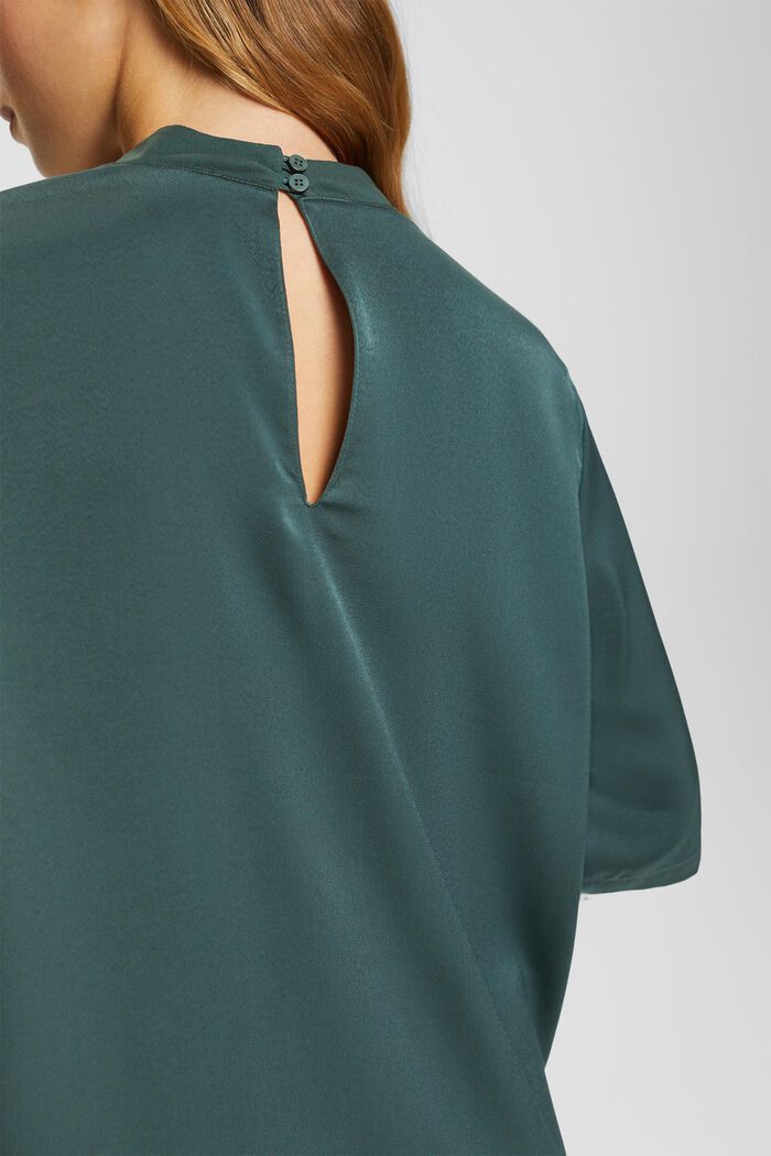 Satin blouse, DARK TEAL GREEN, detail image number 2