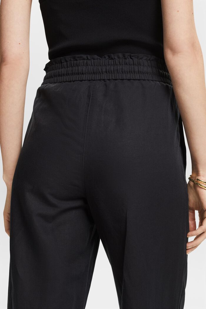 Cotton-Linen Pants, BLACK, detail image number 2