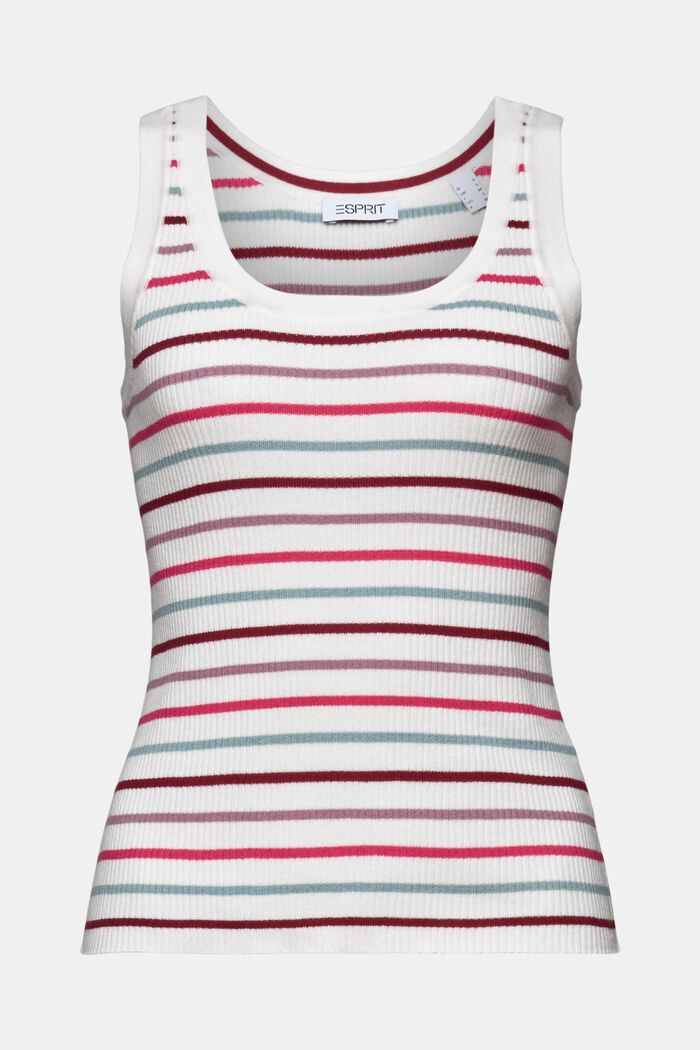 Striped Ribbed Tank Top, OFF WHITE, detail image number 6