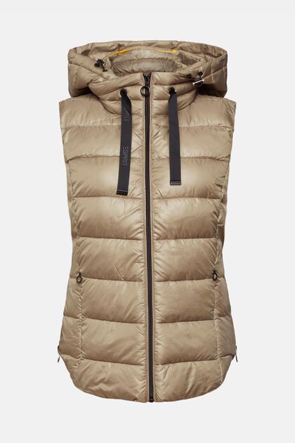 Body warmer with a detachable hood, PALE KHAKI, overview