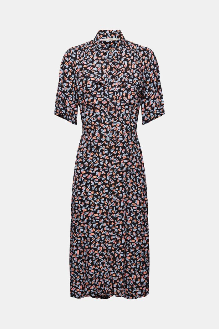 Midi dress with all-over print, BLACK, detail image number 6